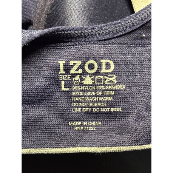 Izod Womens Navy Gray Striped Nylon Spandex Sports Bra Size L - Picture 3 of 4